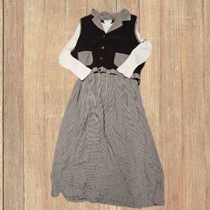 Vintage Brown And White Plaid Dress Set